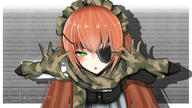 character:cz2128_delta copyright:overlord_(maruyama) general:long_hair technical:grabber unknown::&lt; unknown:camouflage unknown:camouflage_gloves unknown:camouflage_print unknown:camouflage_scarf unknown:eyepatch unknown:green_eyes unknown:maid unknown:maid_headdress unknown:orange_hair unknown:robot_girl unknown:shiroi-kun99 unknown:very_long_hair // 1200x675 // 502.6KB