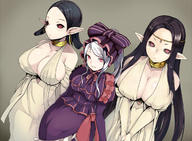 artist:ginji74 character:shalltear_bloodfallen character:vampire_bride_(overlord) copyright:overlord_(maruyama) general:3girls general:bare_shoulders general:black_hair general:breasts general:cleavage general:collarbone general:dress general:fang general:female general:from_above general:gloves general:jewelry general:large_breasts general:long_hair general:looking_at_viewer general:multiple_girls general:pointy_ears general:ponytail general:red_eyes general:short_hair general:simple_background general:slit_pupils general:vampire general:white_dress tagme technical:grabber // 1200x880 // 343.4KB