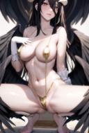 character:albedo copyright:overlord_(maruyama) general:1girls general:barefoot general:big_breasts general:black_hair general:demon_girl general:feet general:long_hair general:sling_bikini general:spread_legs general:squatting general:succubus general:sucking_penis general:wings meta:ai_generated technical:grabber // 512x768 // 638.8KB