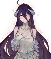 artist:walzrj character:albedo copyright:madhouse copyright:overlord_(maruyama) general:ahoge general:black_hair general:blush general:dress general:embarrassed general:girl general:gloves general:hand_on_chest general:heart general:looking_at_viewer general:single general:smile general:tall_image general:very_long_hair general:white_dress general:white_gloves general:yellow_eyes tagme technical:grabber // 770x876 // 483.4KB