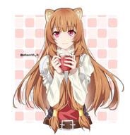 artist:simoti_3 character:raphtalia copyright:tate_no_yuusha_no_nariagari general:1girl general:animal_ear_fluff general:animal_ears general:armor general:artist_name general:belt general:belt_buckle general:black_dress general:black_outline general:blunt_bangs general:border general:breastplate general:brown_belt general:brown_hair general:buckle general:checkered_background general:closed_mouth general:collared_dress general:cup general:dress general:hands_up general:high_collar general:holding general:holding_cup general:light_smile general:long_hair general:long_sleeves general:looking_at_viewer general:outline general:outside_border general:pauldrons general:pink_background general:raccoon_ears general:raccoon_girl general:red_dress general:red_eyes general:shoulder_armor general:single_pauldron general:solo general:twitter_username general:upper_body general:white_border general:white_dress meta:commentary_request meta:highres technical:grabber // 1964x2048 // 349.3KB