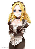 artist:jing_hu character:solution_epsilon copyright:overlord_(maruyama) general:1girl general:blonde_hair general:blue_eyes general:breasts general:cleavage general:collar general:detached_sleeves general:drill_hair general:frills general:gloves general:long_sleeves general:maid general:maid_headdress general:puffy_sleeves general:simple_background general:smile general:solo tagme technical:grabber // 636x900 // 285.8KB