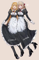 character:character_request copyright:overlord_(maruyama) general:2girls general::o general:blonde_hair general:fith general:gloves general:heart general:highres general:holding general:holding_clothes general:holding_skirt general:long_hair general:long_sleeves general:maid general:maid_headdress general:multiple_girls general:nama general:open_mouth general:orange_hair general:red_eyes general:short_hair general:skirt general:smile general:teeth general:thigh-highs general:upper_teeth general:white_gloves metadata:absurdres technical:grabber // 2168x3333 // 4.6MB