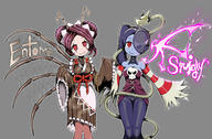 artist:ydg_(eorbsaos1004) character:entoma_vasilissa_zeta character:leviathan_(skullgirls) character:squigly_(skullgirls) copyright:overlord_(maruyama) copyright:skullgirls general:2girls general:antennae general:blue_hair general:blue_skin general:breasts general:bug general:character_name general:double_bun general:dress general:fangs general:grey_background general:hair_over_one_eye general:insect general:insect_girl general:japanese_clothes general:kimono general:long_sleeves general:looking_at_viewer general:maid general:maid_headdress general:multiple_girls general:purple_hair general:red_eyes general:scar general:scar_across_eye general:side_ponytail general:simple_background general:skull general:smile general:striped general:undead general:wide_sleeves general:x-ray general:zombie meta:commentary_request meta:highres meta:korean_commentary meta:mixed-language_commentary tagme technical:grabber // 2250x1480 // 1.9MB