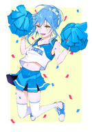 artist:white_lily831 character:rimuru_tempest copyright:tensei_shitara_slime_datta_ken general:1other general::d general:androgynous general:blue_hair general:blue_shirt general:blue_skirt general:border general:cheerleader general:collarbone general:floating_hair general:full_body general:hair_between_eyes general:long_hair general:midriff general:miniskirt general:multicolored_shirt general:navel general:open_mouth general:pleated_skirt general:pom_pom_(cheerleading) general:ponytail general:print_shirt general:shirt general:skirt general:sleeveless general:sleeveless_shirt general:smile general:stomach general:sweatdrop general:thighhighs general:white_border general:white_shirt general:white_thighhighs general:yellow_background general:yellow_eyes general:zettai_ryouiki meta:highres technical:grabber // 1668x2388 // 1.8MB