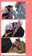 artist:masiro character:ainz_ooal_gown character:cocytus_(overlord) character:pandora's_actor character:sebas_tian copyright:overlord_(maruyama) general:4boys general:beard general:blush general:bug general:coat general:doppelganger general:facial_hair general:hat general:hood general:insect general:kiss general:multiple_boys general:nazi general:necktie general:robe general:skeleton general:tail general:white_hair metadata:highres tagme technical:grabber // 800x1377 // 609.6KB