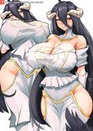 character:albedo copyright:overlord_(maruyama) general:1girl general:black_hair general:cleavage general:demon_girl general:highres general:horns general:long_hair general:simple_background general:smile general:solo general:yellow_eyes technical:grabber unknown:arms_behind_back unknown:artist_name unknown:bare_shoulders unknown:black_feathers unknown:black_wings unknown:breasts unknown:demon_horns unknown:dress unknown:eyelashes unknown:gloves unknown:hair_between_eyes unknown:hand_on_own_chest unknown:hip_vent unknown:huge_breasts unknown:looking_at_viewer unknown:looking_down unknown:nipples unknown:patreon unknown:patreon_logo unknown:teeth unknown:thick_thighs unknown:thighs unknown:tight unknown:tight_dress unknown:very_long_hair unknown:watermark unknown:web_address unknown:white_background unknown:white_dress unknown:white_gloves unknown:wide_hips unknown:wings unknown:xhaart // 868x1228 // 178.6KB