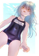 artist:nukogami_(minniecatlove21) character:rimuru_tempest copyright:tensei_shitara_slime_datta_ken general:1other general:blue_hair general:hair_between_eyes general:humanization general:long_hair general:one-piece_swimsuit general:simple_background general:sky general:sweatdrop general:swimsuit general:yellow_eyes meta:absurdres meta:highres technical:grabber // 1748x2480 // 2.0MB