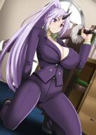 artist:hellandheaven character:shion_(tensei_shitara_slime_datta_ken) copyright:tensei_shitara_slime_datta_ken general:1girl general:ass_visible_through_thighs general:belt general:black_footwear general:black_horns general:breasts general:business_suit general:cleavage general:desk general:fingernails general:flower general:formal general:green_shirt general:high_heels general:holding general:holding_sword general:holding_weapon general:horns general:indoors general:kneeling general:large_breasts general:long_hair general:no_bra general:office_lady general:oni general:oni_horns general:open_clothes general:open_shirt general:over_shoulder general:pants general:ponytail general:purple_eyes general:purple_hair general:purple_nails general:purple_pants general:purple_shirt general:purple_suit general:sharp_fingernails general:sheath general:sheathed general:shirt general:single_horn general:solo general:suit general:sword general:sword_over_shoulder general:vase general:very_long_hair general:weapon general:weapon_over_shoulder general:window general:wooden_chair meta:absurdres meta:highres technical:grabber // 2220x3106 // 3.6MB