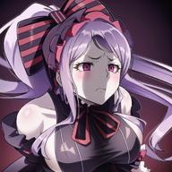character:shalltear_bloodfallen copyright:overlord_(maruyama) general:big_breasts general:concerned general:goth general:looking_at_penis general:pale-skinned_female general:pale_skin general:penis_shadow general:pink_eyes general:purple_hair general:sideboob meta:ai_generated technical:grabber // 768x768 // 782.4KB