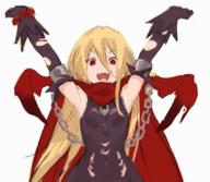 character:evileye copyright:overlord_(maruyama) general:1girl general:armpits general:arms_up general:black_gloves general:black_sleeves general:blonde_hair general:chains general:cuffs general:fangs general:gloves general:heart general:long_hair general:looking_at_viewer general:open_mouth general:red_eyes general:shackles general:solo general:upper_body general:vampire metadata:artist_request technical:grabber // 850x739 // 851.8KB