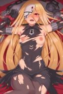 artist:rubewe character:evileye copyright:overlord_(maruyama) general:1girl general:areolae general:armpits general:bare_shoulders general:bdsm general:black_dress general:black_gloves general:blonde_hair general:blush general:bondage general:bound general:bound_arms general:breasts general:breath general:broken_mask general:covered_navel general:cuffs general:dress general:elbow_gloves general:eyebrows_visible_through_hair general:forehead_jewel general:gloves general:hair_between_eyes general:hood general:long_hair general:looking_at_viewer general:mask general:medium_breasts general:nipples general:nose_blush general:open_mouth general:red_eyes general:shackles general:small_breasts general:solo general:sweat general:thighhighs general:torn_clothes general:torn_dress general:torn_legwear general:vampire general:very_long_hair metadata:absurdres metadata:highres technical:grabber // 2000x3005 // 3.2MB