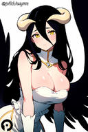 artist:pikkiwynn character:albedo copyright:overlord_(maruyama) general:bare_shoulders general:black_hair general:black_wings general:blush general:breasts general:cleavage general:closed_mouth general:demon_girl general:demon_horns general:detached_collar general:dress general:feathered_wings general:female general:gloves general:hair_between_eyes general:horns general:large_breasts general:long_hair general:looking_at_viewer general:low_wings general:slit_pupils general:solo general:succubus general:white_background general:white_dress general:white_gloves general:wings general:yellow_eyes meta:ai_generated technical:grabber // 768x1152 // 356.3KB