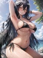 character:albedo copyright:overlord_(maruyama) general:1girls general:armpits general:arms_up general:bikini general:curvaceous general:curvy general:curvy_female general:curvy_figure general:female_focus general:female_only general:looking_at_viewer general:seductive general:seductive_look general:succubus general:voluptuous general:voluptuous_female general:wet_bikini general:yellow_eyes metadata:2023 metadata:ai_generated metadata:high_resolution technical:grabber // 960x1280 // 1.5MB