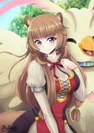 artist:piripaints character:firo_(tate_no_yuusha_no_nariagari) character:raphtalia copyright:tate_no_yuusha_no_nariagari general:1girl general:animal_ear_fluff general:animal_ears general:breasts general:brown_hair general:dress general:feathered_wings general:hand_on_own_chest general:long_hair general:looking_at_viewer general:pink_eyes general:raccoon_ears general:raccoon_girl general:raccoon_tail general:red_ribbon general:ribbon general:smile general:tail general:tree general:wings technical:grabber // 707x1000 // 905.8KB