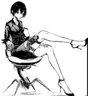 artist:ts2258 character:sanakan copyright:blame! copyright:blame_gakuen! general:1girl general:bare_legs general:business_suit general:chair general:formal general:full_body general:graviton_beam_emitter general:greyscale general:gun general:handgun general:high_heels general:holster general:leg_up general:looking_at_viewer general:miniskirt general:monochrome general:office_chair general:office_lady general:safeguard_(blame!) general:short_hair general:sitting general:skirt general:skirt_suit general:sleeves_rolled_up general:solo general:strappy_heels general:suit general:swivel_chair general:thigh_holster general:thighs general:weapon general:white_background meta:commentary_request technical:grabber // 655x718 // 66.9KB