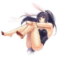 artist:aken character:narberal_gamma copyright:madhouse copyright:overlord_(maruyama) general:animal_ears general:animal_tail general:armpit_(armpits) general:bare_shoulders general:bent_knee_(knees) general:breasts general:bunny_ears general:bunny_girl general:bunny_tail general:bunnysuit general:character_names general:cleavage general:fishnet_pantyhose general:fringe general:girl general:grab general:grey_eyes general:hand_on_knee general:large_breasts general:legs general:leotard general:light_erotic general:long_hair general:looking_at_viewer general:pantyhose general:ponytail general:signed general:simple_background general:single general:sitting general:tail general:toes general:white_background tagme technical:grabber // 1000x1000 // 412.8KB