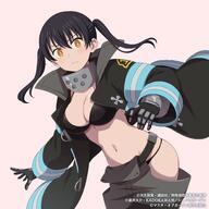 character:tamaki_kotatsu copyright:en'en_no_shouboutai copyright:kage_no_jitsuryokusha_ni_naritakute! general:1girl general:black_hair general:breasts general:cleavage general:crossover general:large_breasts general:navel general:official_art general:solo general:twintails meta:highres technical:grabber // 2000x2000 // 264.2KB