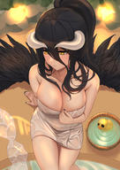 artist:hukahito character:albedo copyright:overlord_(maruyama) general:1girl general:arm_behind_back general:arm_support general:black_hair general:black_nails general:black_wings general:breasts general:cleavage general:collarbone general:covered_nipples general:demon_girl general:demon_horns general:fantasy general:feathered_wings general:feathers general:feet_out_of_frame general:from_above general:hair_between_eyes general:hands_up general:horns general:large_breasts general:legs_together general:long_hair general:looking_away general:looking_to_the_side general:low_wings general:nail_polish general:naked_towel general:parted_lips general:ponytail general:rubber_duck general:sitting general:slit_pupils general:solo general:teeth general:thighs general:towel general:white_horns general:wings general:yellow_eyes meta:absurdres meta:commentary_request meta:highres technical:grabber // 4134x5846 // 9.4MB