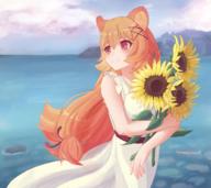 artist:se1ested character:raphtalia copyright:tate_no_yuusha_no_nariagari general:1girl general:animal_ear_fluff general:animal_ears general:blush general:braid general:closed_mouth general:cloud general:cloudy_sky general:cowboy_shot general:day general:dress general:flower general:hair_between_eyes general:hair_ornament general:hair_ribbon general:holding general:holding_flower general:light_smile general:long_hair general:ocean general:orange_hair general:outdoors general:raccoon_ears general:raccoon_girl general:raccoon_tail general:red_eyes general:red_ribbon general:ribbon general:sidelocks general:single_braid general:sky general:sleeveless general:sleeveless_dress general:solo general:standing general:summer general:sundress general:sunflower general:tail general:water general:white_dress general:x_hair_ornament general:yellow_flower meta:english_commentary meta:highres technical:grabber // 2278x2032 // 4.7MB