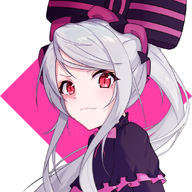 character:shalltear_bloodfallen copyright:overlord_(maruyama) general:1girl general:bangs general:black_bow general:black_dress general:bow general:bowtie general:dress general:fang general:grey_hair general:hair_bow general:long_hair general:looking_at_viewer general:pink_background general:pink_bow general:pink_bowtie general:ponytail general:ppn_(railgun3939) general:red_bow general:red_eyes general:shiny general:shiny_hair general:skin_fang general:solo general:white_background technical:grabber // 1080x1080 // 627.4KB