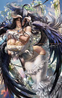 artist:sakimichan character:albedo copyright:overlord_(maruyama) general:1girl general:banned_artist general:black_feathers general:black_wings general:breasts general:chain general:cleavage general:demon_girl general:demon_horns general:demon_wings general:dress general:feathered_wings general:feathers general:flower general:horns general:large_breasts general:low_wings general:slit_pupils general:solo general:white_dress general:white_horns general:wings technical:grabber // 630x1000 // 678.9KB