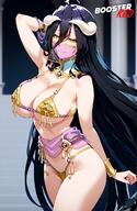 artist:boosterred99 character:albedo copyright:overlord_(maruyama) general:1female general:1girls general:belly general:belly_button general:belly_dancer general:belly_dancer_outfit general:bikini general:bikini_bottom general:bikini_top general:black_hair general:female general:female_only general:jewelry general:large_breasts general:long_hair general:makeup general:seductive_smile general:solo general:thighs general:tiara general:veil general:yellow_eyes meta:ai_generated meta:post-timeskip technical:grabber // 832x1280 // 1.0MB