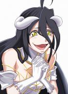 artist:murabito_sono2 character:albedo copyright:overlord_(maruyama) general:1girl general:ahoge general:black_hair general:hands_together general:horns general:long_hair general:open_mouth general:simple_background general:slit_pupils general:solo general:upper_body general:white_background general:yellow_eyes meta:highres tagme technical:grabber // 1275x1755 // 1.1MB