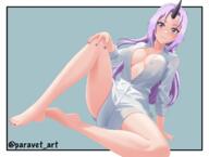 artist:paravet character:shion_(tensei_shitara_slime_datta_ken) copyright:tensei_shitara_slime_datta_ken general:1girl general:arm_support general:artist_name general:bare_legs general:barefoot general:black_horns general:blush general:border general:bottomless general:breasts general:closed_mouth general:collarbone general:collared_shirt general:dutch_angle general:eyelashes general:feet general:female_focus general:full_body general:grey_background general:hand_on_own_knee general:horns general:knee_up general:large_breasts general:leaning_forward general:legs general:long_hair general:long_sleeves general:looking_at_viewer general:nail_polish general:no_pants general:parted_bangs general:partially_unbuttoned general:purple_eyes general:purple_hair general:purple_nails general:shiny_skin general:shirt general:sidelocks general:signature general:single_horn general:sitting general:solo general:spread_legs general:thighs general:toenail_polish general:toenails general:toes general:twitter_username general:white_border general:white_shirt meta:absurdres meta:highres technical:grabber // 4080x3072 // 8.1MB