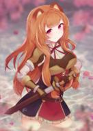 artist:aftergardens character:raphtalia copyright:tate_no_yuusha_no_nariagari general:1girl general:animal_ears general:armband general:armor general:blurry general:breastplate general:breasts general:cherry_blossoms general:depth_of_field general:expressionless general:gauntlets general:hand_on_hilt general:head_tilt general:holding general:holding_sword general:holding_weapon general:large_breasts general:left-handed general:long_hair general:looking_at_viewer general:neck_ribbon general:orange_hair general:pauldrons general:petals general:petals_on_liquid general:petticoat general:pink_eyes general:raccoon_ears general:raccoon_girl general:red_ribbon general:ribbon general:scabbard general:sheath general:shirt general:shoulder_armor general:sidelocks general:solo general:standing general:sword general:two-tone_dress general:unsheathing general:very_long_hair general:wading general:water general:weapon general:white_shirt meta:commentary_request meta:highres technical:grabber // 1000x1414 // 2.0MB