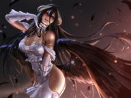artist:liang_xing character:albedo copyright:madhouse copyright:overlord_(maruyama) general:absurdres general:black_hair general:black_wings general:blush general:breasts general:cleavage general:dark_background general:demon_girl general:detached_collar general:dress general:elbow_gloves general:feather_(feathers) general:floating_hair general:fringe general:girl general:gloves general:hair_between_eyes general:head_tilt general:highres general:horn_(horns) general:light_erotic general:light_smile general:lipstick general:long_hair general:looking_at_viewer general:low_wings general:mole general:parted_lips general:realistic general:red_lipstick general:simple_background general:single general:standing general:white_dress general:white_gloves general:wings general:yellow_eyes tagme technical:grabber // 4000x3000 // 4.3MB