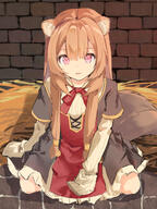 artist:edo_no_ha character:raphtalia copyright:tate_no_yuusha_no_nariagari general:1girl general:animal_ear_fluff general:animal_ears general:black_dress general:brown_hair general:dress general:hair_between_eyes general:hair_tubes general:layered_dress general:long_hair general:looking_at_viewer general:multicolored_clothes general:multicolored_dress general:neck_ribbon general:on_ground general:open_mouth general:oversized_clothes general:raccoon_ears general:raccoon_girl general:raccoon_tail general:red_dress general:red_eyes general:red_ribbon general:ribbon general:short_sleeves general:sitting general:sleeves_past_fingers general:sleeves_past_wrists general:solo general:straight_hair general:tail general:wariza general:white_dress general:yellow_trim meta:commentary_request meta:highres meta:partial_commentary technical:grabber // 1200x1600 // 270.2KB