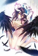 artist:carnelian character:albedo copyright:overlord_(maruyama) general:1girl general:arms_up general:artist_name general:black_hair general:black_wings general:breasts general:detached_collar general:elbow_gloves general:feathers general:gloves general:high_heels general:horns general:large_breasts general:legs general:long_hair general:looking_at_viewer general:nude general:open_toe_shoes general:parted_lips general:sitting general:slit_pupils general:solo general:wariza general:white_gloves general:wing_censor general:wings general:yellow_eyes metadata:commentary_request metadata:convenient_censoring technical:grabber // 692x1000 // 483.0KB