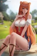 artist:arduina_(arduin_art) character:raphtalia copyright:tate_no_yuusha_no_nariagari general:1girl general:animal_ears general:bare_shoulders general:blunt_bangs general:blurry general:blurry_background general:breasts general:cleavage general:eyebrows_hidden_by_hair general:feet_out_of_frame general:frilled_skirt general:frills general:long_hair general:looking_at_viewer general:low_ponytail general:neck_ribbon general:off_shoulder general:orange_hair general:orange_tail general:outdoors general:panties general:pantyshot general:parted_lips general:patreon_username general:ponytail_holder general:raccoon_ears general:raccoon_girl general:raccoon_tail general:red_eyes general:ribbon general:short_sleeves general:sidelocks general:sitting general:skirt general:solo general:tail general:tattoo general:underwear general:white_panties meta:commentary meta:highres technical:grabber // 1481x2222 // 522.6KB
