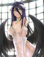 artist:siraha character:albedo copyright:madhouse copyright:overlord_(maruyama) general:black_hair general:black_wings general:breasts general:cleavage general:demon_girl general:detached_collar general:dress general:elbow_gloves general:erotic general:fringe general:girl general:gloves general:hair_between_eyes general:horn_(horns) general:large_breasts general:long_hair general:looking_away general:low_wings general:no_bra general:no_panties general:parted_lips general:single general:standing general:tall_image general:transparent_clothing general:white_dress general:white_gloves general:window general:wings general:yellow_eyes tagme technical:grabber // 1000x1300 // 648.2KB
