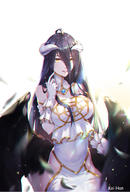 artist:koi_han character:albedo copyright:overlord general:cleavage general:dress general:no_bra general:nopan general:wings technical:grabber // 2312x3426 // 1.6MB