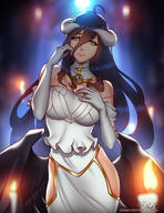 artist:pink_lady_mage character:albedo copyright:overlord_(maruyama) general:1girl general:ahoge general:bare_shoulders general:black_hair general:black_wings general:breasts general:candle general:cleavage general:demon_girl general:demon_horns general:dress general:elbow_gloves general:eyebrows_visible_through_hair general:feathered_wings general:female general:gloves general:hair_between_eyes general:hand_on_chest general:hand_on_own_chest general:hip_vent general:horns general:jewelry general:large_breasts general:long_hair general:looking_at_viewer general:low_wings general:nopan general:pixiv_id_19361195 general:ring general:smile general:solo general:standing general:very_long_hair general:wedding_ring general:white_dress general:white_gloves general:wings general:yellow_eyes medium:high_resolution medium:patreon_username tagme technical:grabber // 927x1200 // 650.1KB