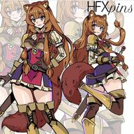 artist:hfxpins character:raphtalia copyright:tate_no_yuusha_no_nariagari general:brown_hair general:racoon_ears general:racoon_girl general:racoon_tail general:sword technical:grabber // 720x721 // 675.1KB