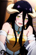artist:pikkiwynn character:albedo copyright:overlord_(maruyama) general:bare_shoulders general:black_hair general:blush general:breasts general:cleavage general:demon_girl general:demon_horns general:dress general:female general:hair_between_eyes general:horns general:long_hair general:looking_at_viewer general:open_mouth general:slit_pupils general:smile general:solo general:succubus general:white_dress general:yellow_eyes meta:ai_generated technical:grabber // 768x1152 // 409.9KB