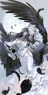 artist:nanase_miri character:albedo copyright:overlord_(maruyama) general:1girl general:ahoge general:arm_up general:black_feathers general:black_hair general:black_wings general:breasts general:demon_girl general:demon_horns general:demon_wings general:detached_collar general:dress general:falling_feathers general:fang general:feathered_wings general:feathers general:gloves general:hip_vent general:horns general:jewelry general:large_breasts general:long_hair general:low_wings general:moon general:ring general:slit_pupils general:solo general:very_long_hair general:white_dress general:white_gloves general:white_horns general:wings general:yellow_eyes meta:commentary_request meta:highres technical:grabber // 1019x2000 // 1.1MB