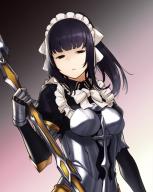 artist:houtengeki character:narberal_gamma copyright:madhouse copyright:overlord_(maruyama) general:armor general:armored_dress general:black_eyes general:black_hair general:blunt_bangs general:bowtie general:breastplate general:fringe general:gauntlets general:girl general:gradient_background general:long_hair general:looking_at_viewer general:maid general:maid_headdress general:payot general:ponytail general:simple_background general:single general:spear general:standing general:tall_image general:uniform general:weapon tagme technical:grabber // 800x1000 // 112.4KB