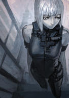 artist:kuyama516 character:cibo copyright:blame! general:1girl general:black_bodysuit general:bodysuit general:breasts general:cyberpunk general:cyborg general:expressionless general:looking_away general:mechanical_legs general:medium_breasts general:pale_skin general:solo general:stairs general:white_eyes general:white_hair meta:bad_id meta:bad_pixiv_id meta:commentary_request meta:photoshop_(medium) technical:grabber // 565x800 // 316.6KB