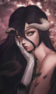 artist:thyblake character:albedo copyright:madhouse copyright:overlord_(maruyama) general:black_hair general:demon_girl general:elbow_gloves general:fringe general:girl general:gloves general:hair_between_eyes general:hand_on_face general:highres general:horn_(horns) general:jewelry general:lips general:long_hair general:looking_at_viewer general:necklace general:realistic general:signed general:single general:tall_image general:upper_body general:white_gloves general:yellow_eyes tagme technical:grabber // 2270x3840 // 9.1MB