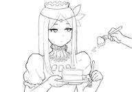 artist:donburi_(donburikazoku) character:renner_theiere_chardelon_ryle_vaiself copyright:overlord_(maruyama) general:1girl general:cake general:closed_mouth general:crown general:dress general:flower general:food general:greyscale general:hair_flower general:hair_ornament general:long_hair general:monochrome general:simple_background general:white_background technical:grabber // 1000x700 // 71.8KB