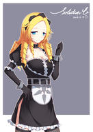 artist:poinia character:solution_epsilon copyright:overlord_(maruyama) general:1girl general:2018 general:belt_buckle general:belt_collar general:black_dress general:black_gloves general:black_legwear general:blonde_hair general:blue_eyes general:breasts general:buckle general:character_name general:cleavage general:closed_mouth general:collar general:collarbone general:cowboy_shot general:dated general:dress general:drill_hair general:elbow_gloves general:eyebrows_visible_through_hair general:eyelashes general:frilled_dress general:frills general:furrowed_eyebrows general:gloves general:hand_on_hip general:hand_up general:large_breasts general:legs_apart general:maid general:maid_headdress general:outline general:puffy_sleeves general:side_slit general:smile general:solo general:standing general:thighhighs general:white_outline general:wrist_cuffs general:zettai_ryouiki meta:absurdres meta:highres tagme technical:grabber // 2480x3507 // 2.3MB