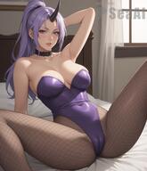 artist:seacreator character:shion_(tensei_shitara_slime_datta_ken) copyright:tensei_shitara_slime_datta_ken general:1girls general:breasts general:cameltoe general:cleavage general:horn general:indoors general:leotard general:on_bed general:pantyhose general:solo general:spread_legs meta:ai_generated technical:grabber // 1536x1792 // 2.5MB