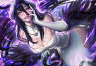 artist:sakimichan character:albedo copyright:madhouse copyright:overlord_(maruyama) general:aura general:black_hair general:black_wings general:blush general:breasts general:cleavage general:demon_girl general:detached_collar general:dress general:elbow_gloves general:fringe general:gem general:girl general:gloves general:hair_between_eyes general:hair_over_shoulder general:hand_on_face general:horn_(horns) general:large_breasts general:light_erotic general:light_smile general:lips general:looking_at_viewer general:low_wings general:signed general:single general:slit_pupils general:very_long_hair general:white_dress general:white_gloves general:wings general:yellow_eyes tagme technical:grabber // 1000x684 // 761.5KB
