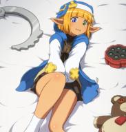 artist:shirosato character:bridget_(guilty_gear) character:mare_bello_fiore copyright:guilty_gear copyright:guilty_gear_strive copyright:overlord_(maruyama) general:1boy general:bangs general:bed_sheet general:bike_shorts_under_skirt general:black_skirt general:blonde_hair general:blue_eyes general:blunt_bangs general:bridget_(guilty_gear)_(cosplay) general:button_eyes general:cosplay general:covering general:covering_crotch general:crossdressing general:cuffs general:green_eyes general:handcuffs general:heterochromia general:hood general:hood_up general:long_sleeves general:lying general:male_focus general:mars_symbol general:on_back general:open_mouth general:otoko_no_ko general:oversized_object general:pleated_skirt general:pointy_ears general:skirt general:socks general:solo general:stuffed_animal general:stuffed_toy general:teddy_bear general:trait_connection meta:commentary_request meta:highres technical:grabber // 2020x2120 // 2.0MB