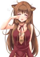 artist:frapowa character:raphtalia copyright:tate_no_yuusha_no_nariagari general:1girl general:animal_ears general:arm_behind_back general:breasts general:brown_hair general:cleavage general:closed_eyes general:collarbone general:long_hair general:medium_breasts general:neck_ribbon general:open_mouth general:raccoon_ears general:raccoon_girl general:red_ribbon general:ribbon general:simple_background general:sleepy general:sleeveless general:solo general:straight_hair general:upper_body general:very_long_hair general:white_background meta:commentary_request technical:grabber // 630x890 // 545.4KB