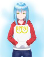 artist:rivele_online character:rimuru_tempest character:saitama_(one-punch_man) copyright:one-punch_man copyright:tensei_shitara_slime_datta_ken general:1other general:alternate_costume general:blue_background general:blue_hair general:blue_pants general:closed_mouth general:collarbone general:cosplay general:hair_between_eyes general:hands_in_pocket general:hood general:hood_down general:hooded_sweater general:long_hair general:long_sleeves general:looking_at_viewer general:oppai_hoodie general:pants general:parody general:red_hood general:red_sleeves general:saitama_(one-punch_man)_(cosplay) general:solo general:standing general:straight_hair general:sweatdrop general:sweater general:thigh_gap general:unamused general:white_sweater general:yellow_eyes meta:absurdres meta:highres technical:grabber // 2412x3087 // 4.2MB